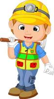 Cartoon Construction worker repairman with pickaxe