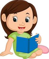 niña leyendo libro vector