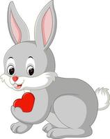 rabbit cartoon with love vector