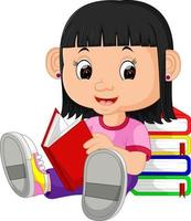 niña leyendo libro vector