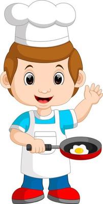 Chef frying egg