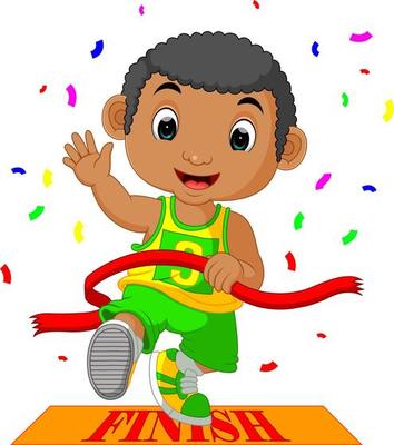 Boy ran to the finish line first