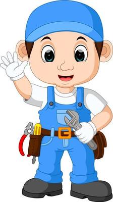 Cartoon illustration of a mechanic