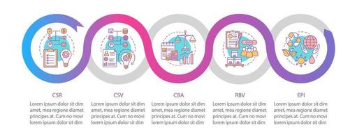 Business concepts vector infographic template. Corporate social responsibility. Business presentation design elements. Data visualization with steps and option. Process timeline chart. Workflow layout