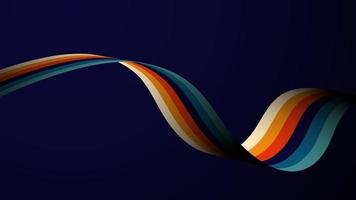 líneas de onda abstractas rayas color retro sobre fondo oscuro vector