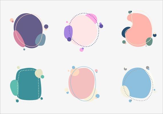 Set of badges pastel color organic shapes elements isolated on white background