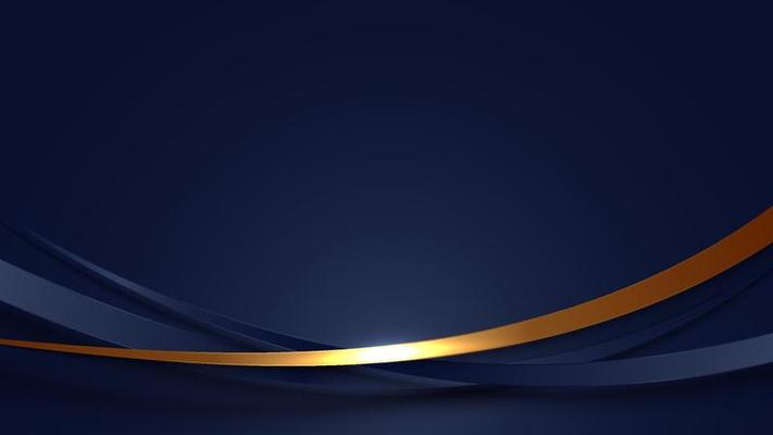 Banner web template abstract blue and golden curved lines overlapping layer design on dark blue background luxury style