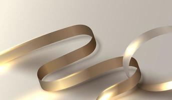 3D realistic golden ribbon lines elements decoration with lighting effect on beige background luxury style vector