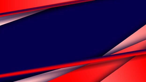 Banner web design template red triangles stripes overlapping on blue background vector