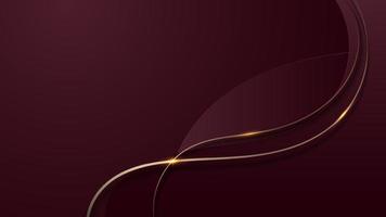 Abstract 3D red wave shapes layer and golden lines vector