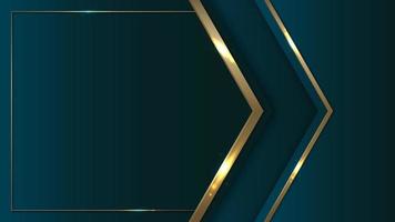 Abstract background modern luxury template green arrow with glowing golden lines with lighting effect vector