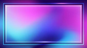 Abstract blurred vibrant color background with neon lighting frame vector