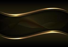 Abstract modern luxury template  black and golden wave lines on dark background vector