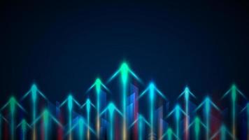 Abstract arrow neon lighting up on blue background technology futuristic style vector