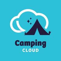 logotipo de la nube de camping vector