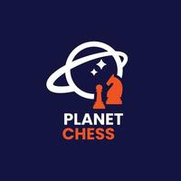 logotipo de ajedrez planeta vector