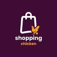 logotipo de pollo de compras vector