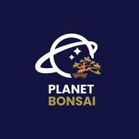 logotipo del planeta bonsái vector