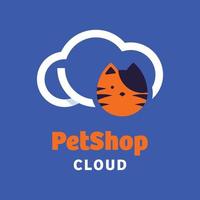 logotipo de la nube de la tienda de mascotas vector