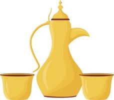 Dallah and cups semi flat color vector object