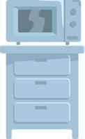 Microwave oven on kitchen table semi flat color vector object