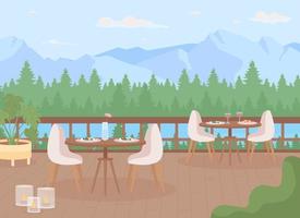 Restaurant at luxury highland resort flat color vector illustration