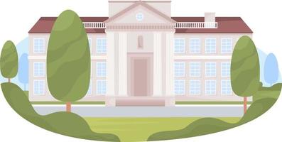 Building of college 2D vector isolated illustration