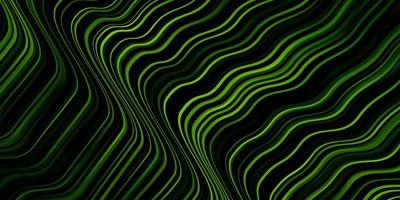 patrón de vector verde oscuro con líneas curvas.