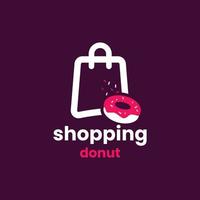 logotipo de donut de compras vector