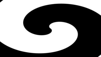 animatie van zwart witte spiraalvorm. abstracte zwart wit water vortex achtergrond. naadloze looping. video geanimeerde achtergrond.