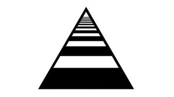 Abstract black white crosswalk inside the shape of triangle frame. Front view of tunnel triangle shape on white background.Seamless looping animation video