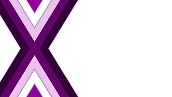 abstrakt lila papper skär bokstaven x. animering av multi lager pappersklipp effekt isolerad på vit bakgrund. lila tecken av alfabetet bokstavstypsnitt. sömlös looping. video animerad bakgrund.