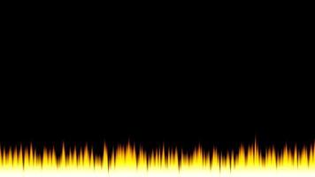 Animation of glowing orange light sound wave on black background. Fire frame with copy space. Video animated background.