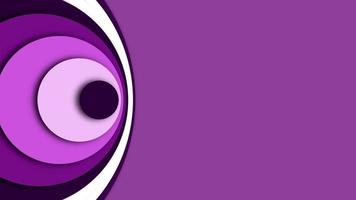 animación de forma de círculo de corte de papel sobre fondo púrpura. púrpura abstracto de un ojo mirando hacia un lado. bucle sin fisuras. Fondo animado de vídeo.