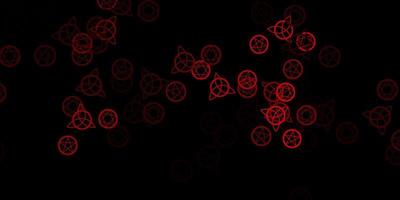 Dark Red vector template with esoteric signs.