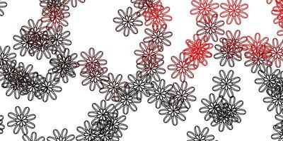 Light Red vector doodle template with flowers.