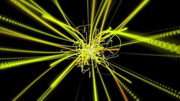 Yellow firework golden digital line technology background, computer motion graphic science and technology abstract background video