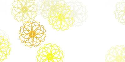 Light red, yellow vector doodle template with flowers.