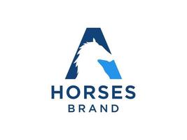 The logo design with the initial letter A is combined with a modern and professional horse head symbol vector