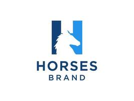 The logo design with the initial letter H is combined with a modern and professional horse head symbol vector