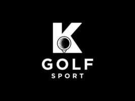 Golf Sport Logo. Letter K for Golf Logo Design Vector Template.