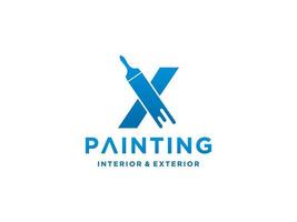 plantilla de logotipo de pintura con vector premium de concepto x inicial