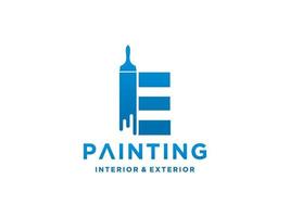 Painting logo template with initial E concept Premium Vector