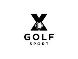 logotipo deportivo de golf. letra x para la plantilla de vector de diseño de logotipo de golf.