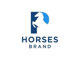 The logo design with the initial letter P is combined with a modern and professional horse head symbol vector