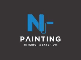 Painting logo template with initial N concept Premium Vector