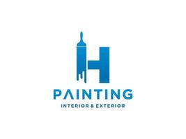 plantilla de logotipo de pintura con vector premium de concepto h inicial