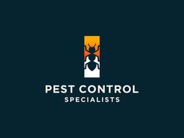 Letter Initial I Pest Control Logo Design with Insect Silhouette Shape Combination. vector