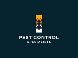 Letter Initial I Pest Control Logo Design with Insect Silhouette Shape Combination. vector