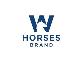 The logo design with the initial letter W is combined with a modern and professional horse head symbol vector